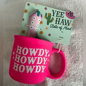 Pink Howdy Mug with Cowboy Boot Squishy